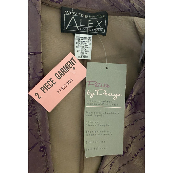 NWT Alex Evenings Maxi Dress Womens Plus Petite 20WP Amber Shimmer Beaded Gown - Picture 10 of 16